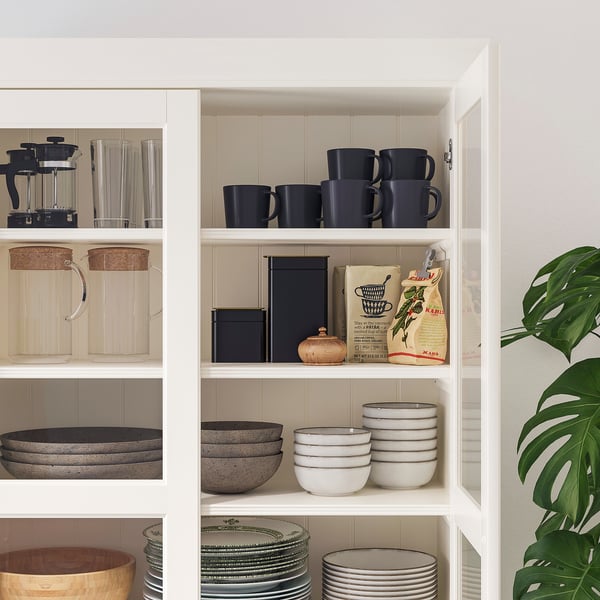 LIATORP bookcase with glass doors, white, 96x214 cm (373/4x841/4") IKEA CA