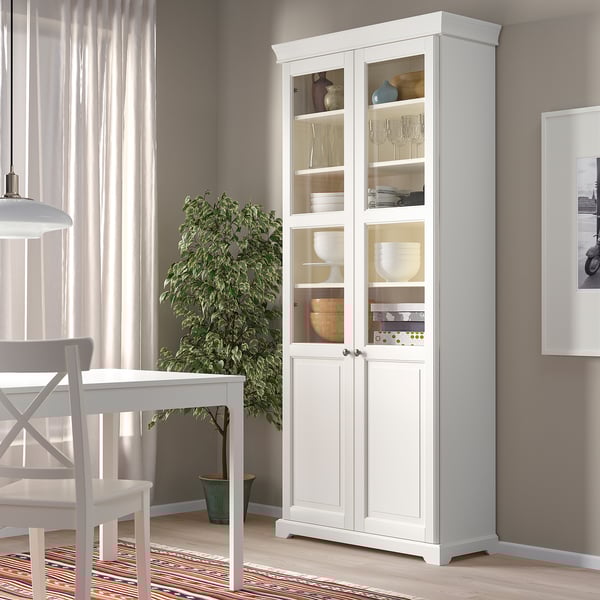 LIATORP bookcase with glass doors, white, 96x214 cm (373/4x841/4") IKEA CA