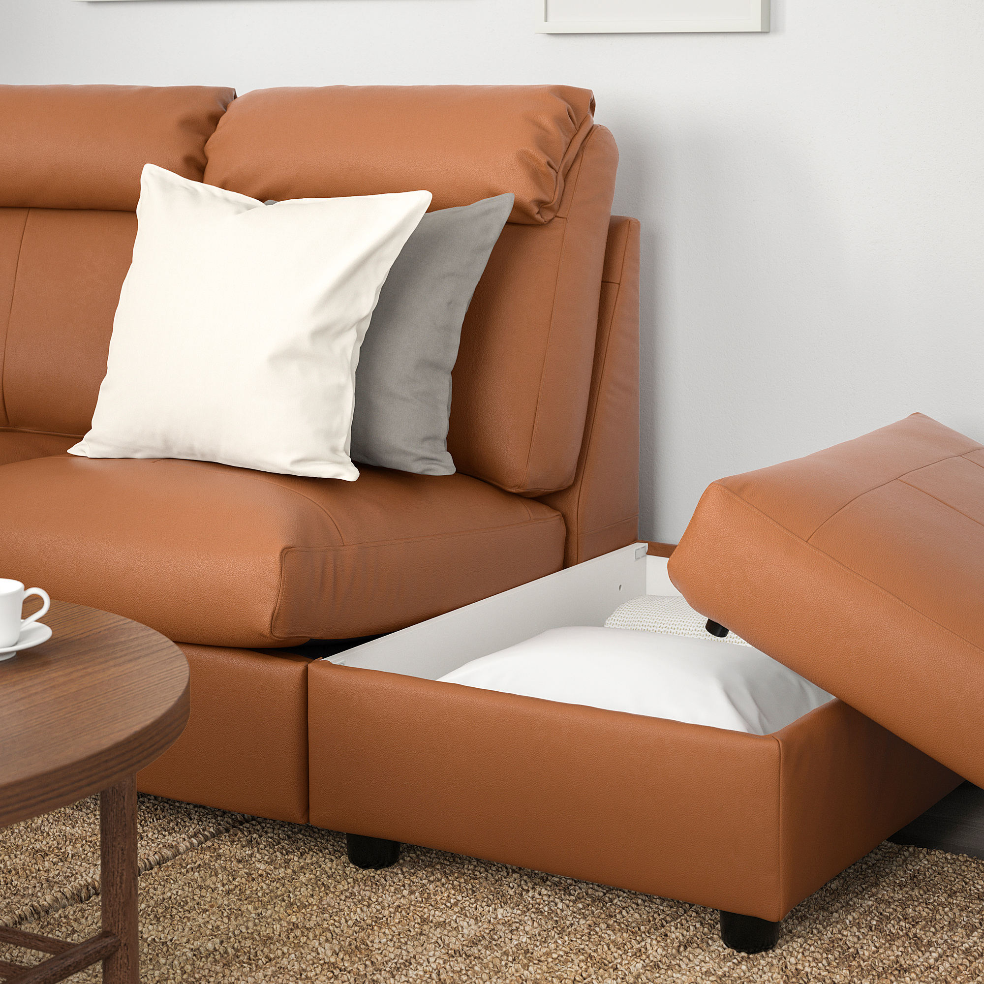 LIDHULT Sectional, 5seat corner with open end/Grann/Bomstad golden