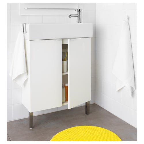 LILLÅNGEN Bathroom vanity with 2 doors, white, 235/8x97/8x251/4