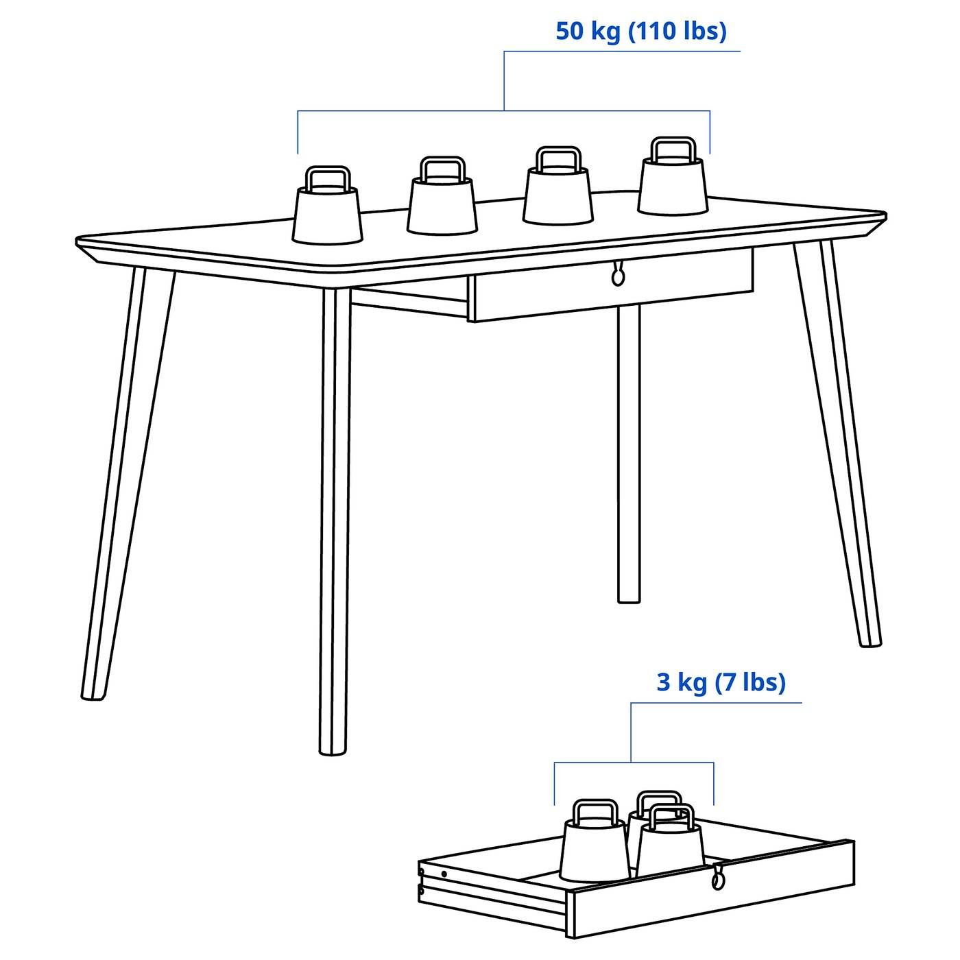 LISABO desk, ash veneer, 128x65 cm (503/8x255/8