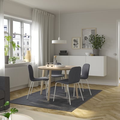 LISABO / KARLPETTER Table and 4 chairs, ash veneer/Gunnared medium grey white, 41 3/8 "