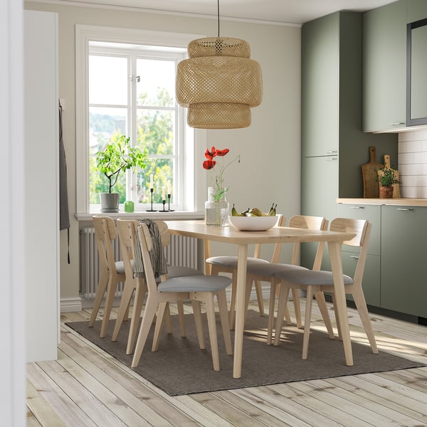 LISABO / LISABO Table and 6 chairs, ash/Tallmyra white/black, 78 3/4x30 3/4 "