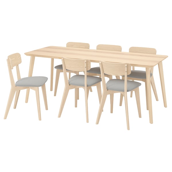 LISABO / LISABO Table and 6 chairs, ash/Tallmyra white/black, 78 3/4x30 3/4 "