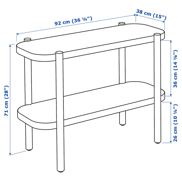 LISTERBY console table, oak veneer, 361/4x15x28 - IKEA