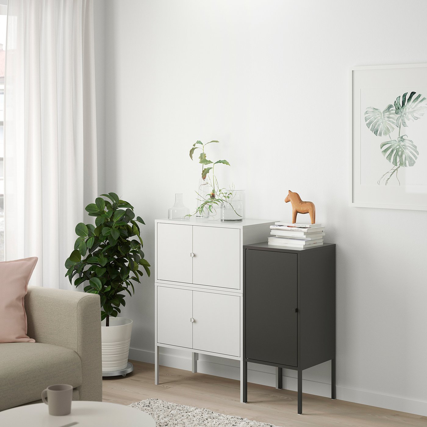 LIXHULT storage combination, gray/anthracite, 95x35x92 cm (373