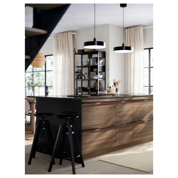 LOCKEBO Custom countertop, black stone effect/glass composite, 1 1/8 "