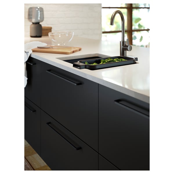 LOCKEBO Custom countertop, gray stone effect/glass composite, 1 1/8 "