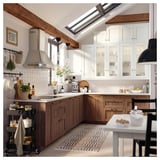 LOCKEBO Custom countertop, off-white marble effect/glass composite, 1 1/8 "