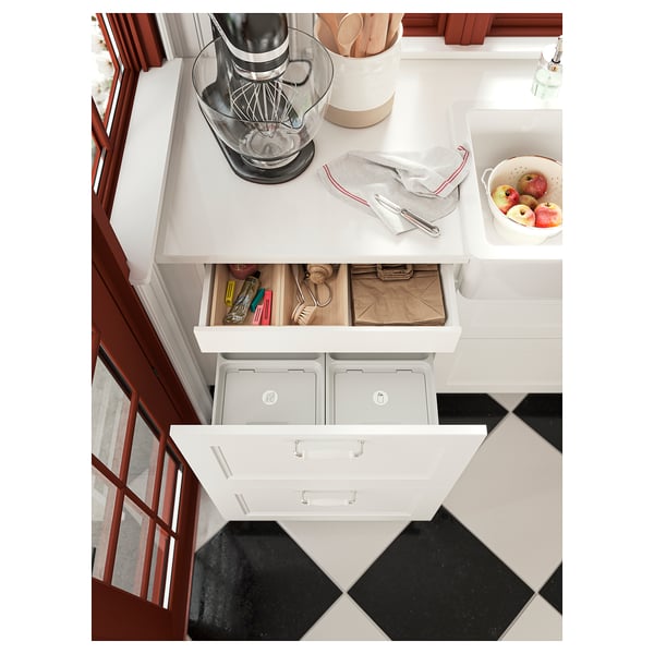 LOCKEBO Custom countertop, white/glass composite, 1 1/8 "