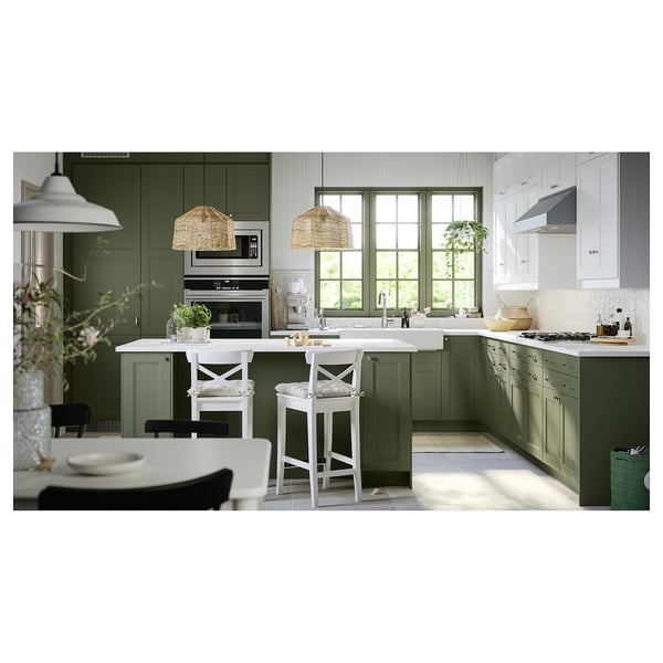 LOCKEBO Custom countertop, white marble effect/glass composite, 1 1/8 "
