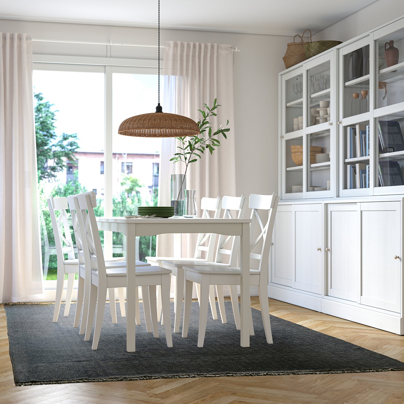 LOKBYTE rug, flatwoven, dark blue/light beige, 200x300 cm (6'7