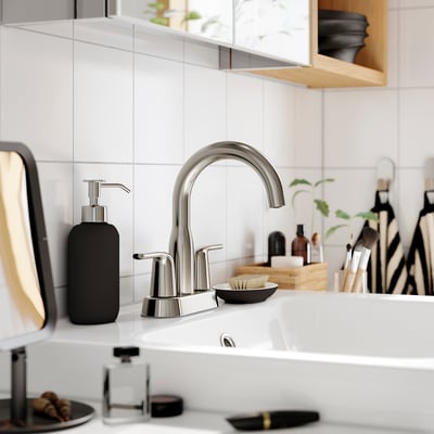 MACKSJÖN Center set sink faucet, brushed nickel, 4 "