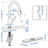 MACKSJÖN Kitchen faucet pull down w spray, black