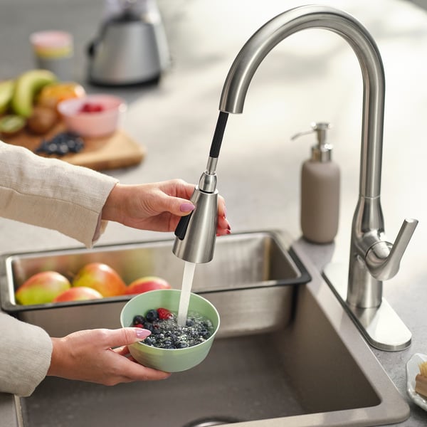 MACKSJÖN Kitchen faucet pull down w spray, stainless steel color
