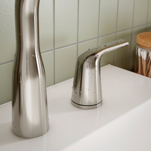 MACKSJÖN Widespread sink faucet, brushed nickel, 8 "