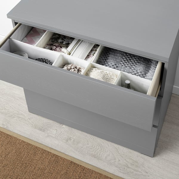 MALM 3-drawer chest, gray stained, 31 1/2x30 3/4 "