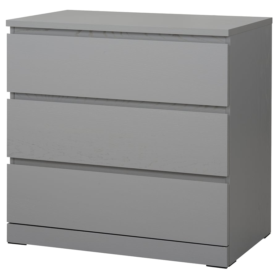 MALM 3drawer chest, gray stained, 80x78 cm (311/2x303/4") IKEA CA