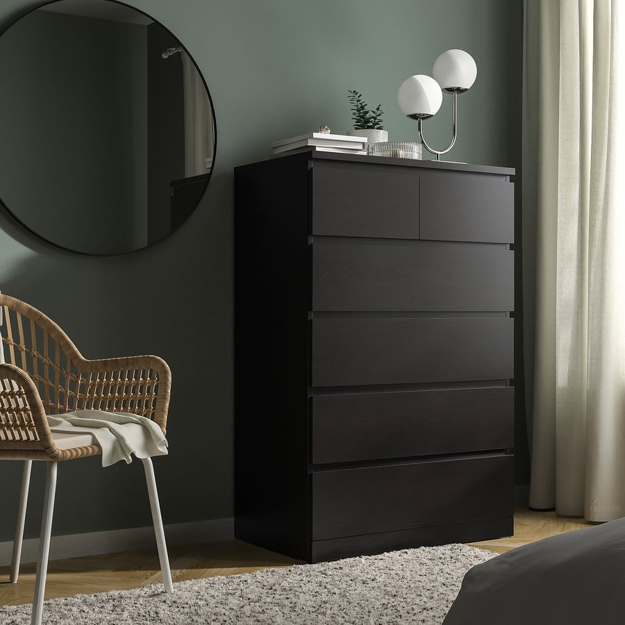 MALM 6drawer chest, blackbrown, 80x123 cm (311/2x483/8") IKEA CA