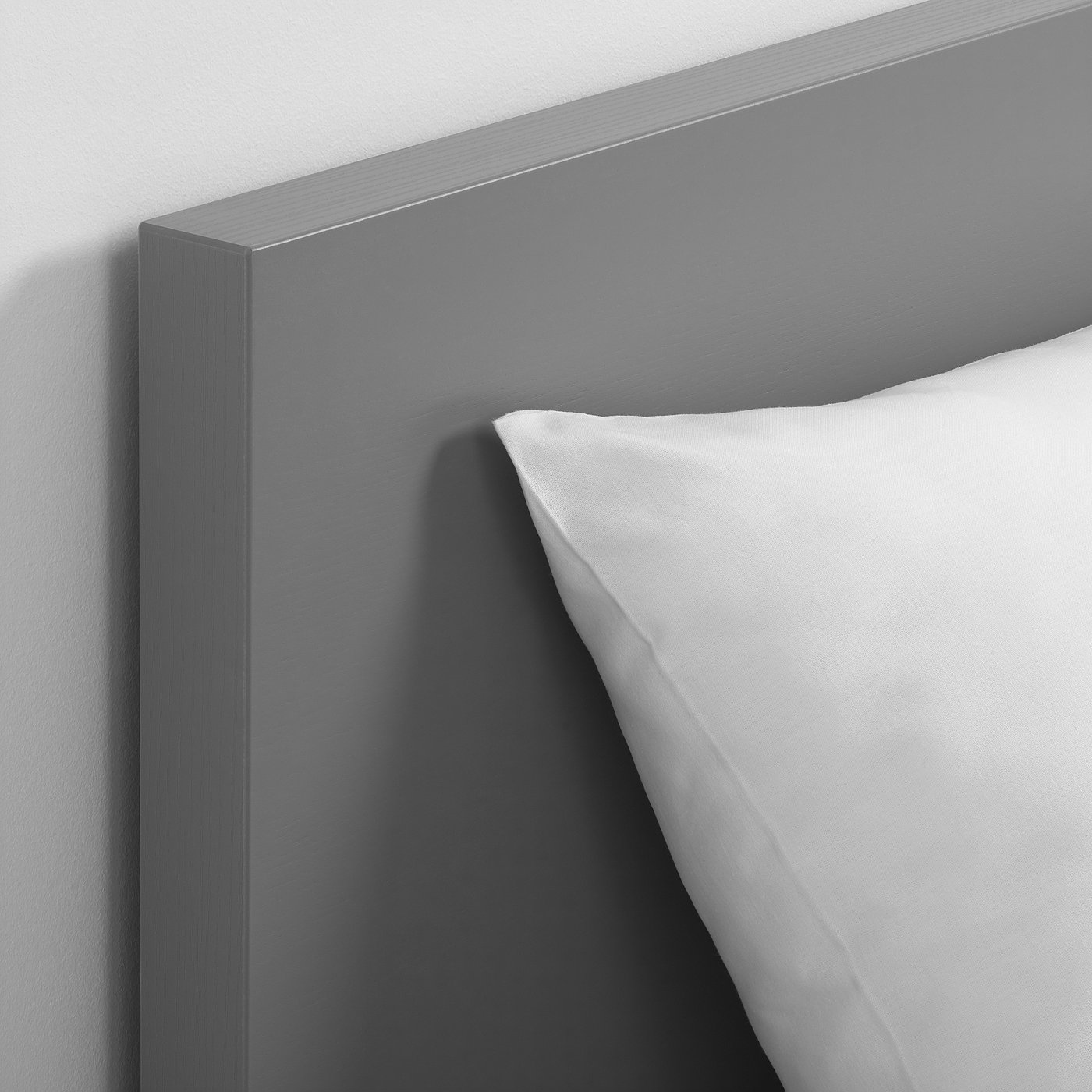 MALM Bed frame, high, gray stained/Luröy, Twin IKEA CA