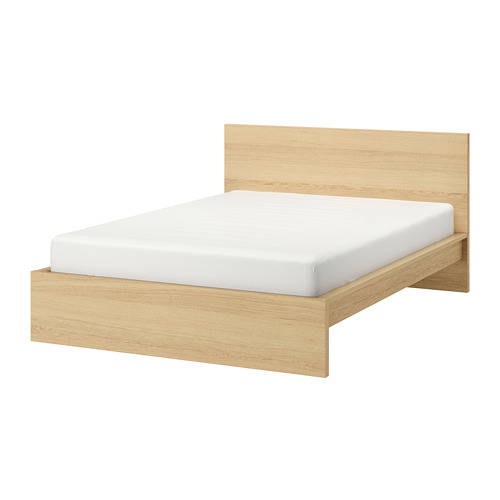 MALM Bed frame, high Full, Luröy, white stained oak veneer IKEA
