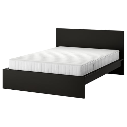 MALM bed frame with mattress, blackbrown/Valevåg firm, Queen IKEA CA