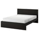 MALM Bed frame with mattress, black-brown/Valevåg firm, King