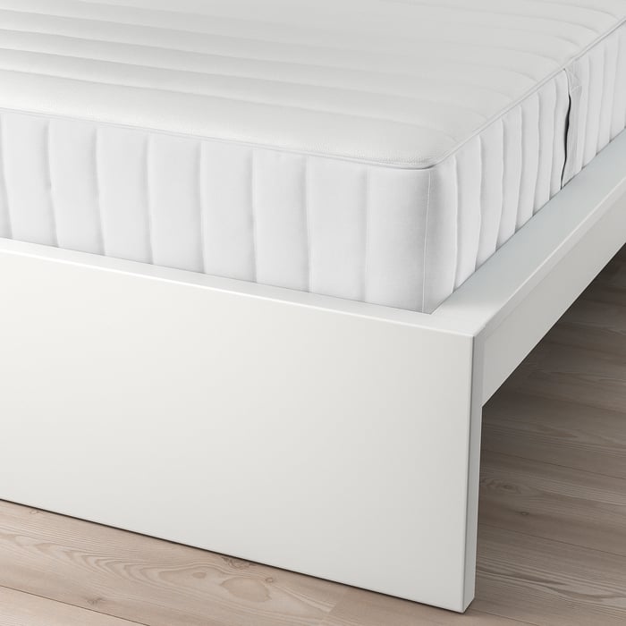 MALM bed frame with mattress, white/Valevåg firm, Twin - IKEA CA