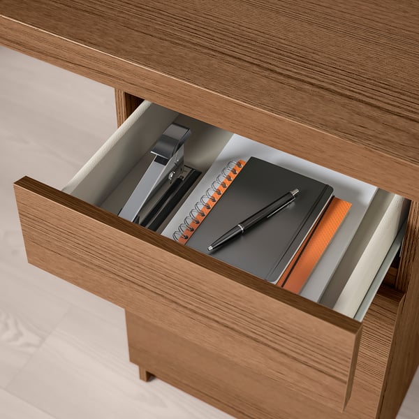 MALM Desk brown stained ash veneer IKEA