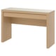 MALM light oak desk, rectangular shape, with one smooth drawer and glass top.