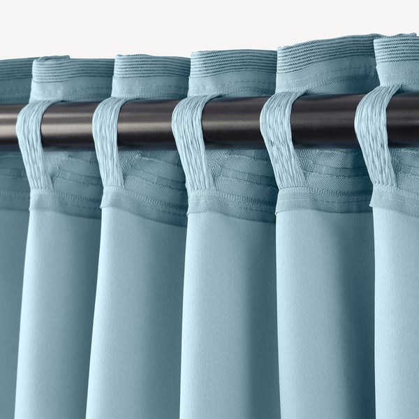 Marjun Room Darkening Curtains 1 Pair Blue Ikea