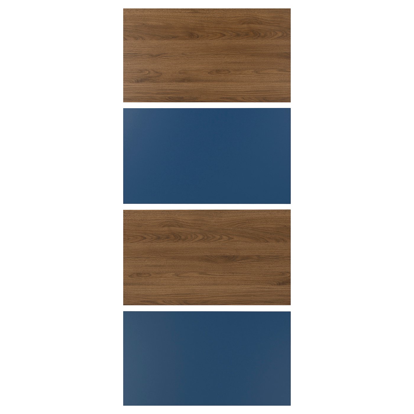MEHAMN 4 panels for sliding door frame - walnut effect/blue 100x236 cm (39 3/8x92 7/8 ")