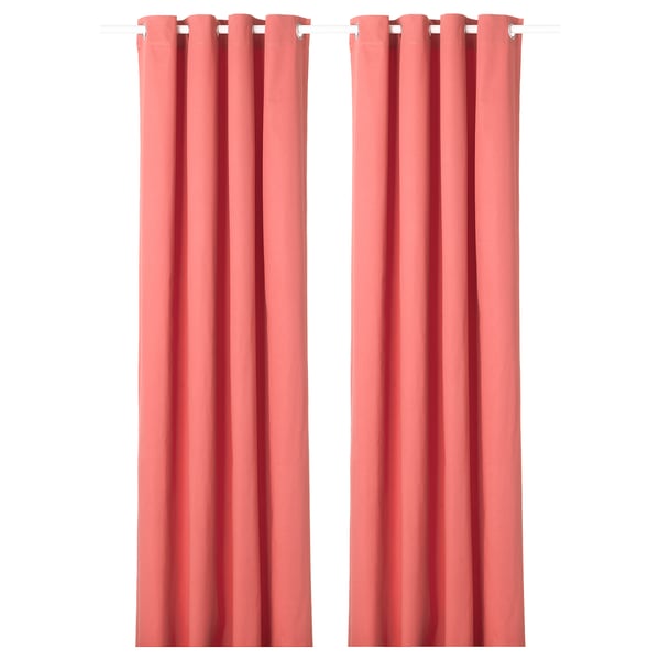 Merete Room Darkening Curtains 1 Pair Light Brown Red Ikea