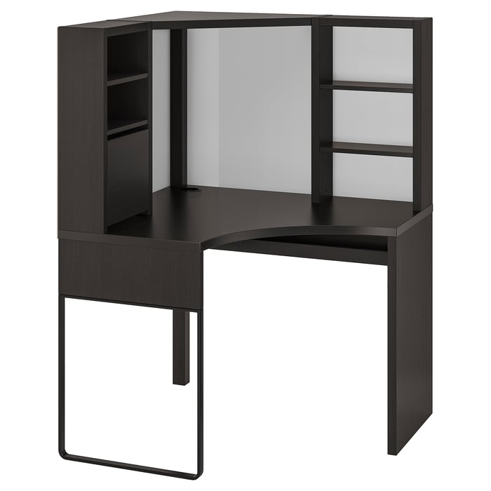 MICKE corner work station, blackbrown, 100x142 cm (393/8x557/8") IKEA CA