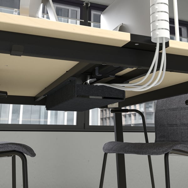 MITTZON Conference table, birch veneer/black, 55 1/8x42 1/2x29 1/2 "