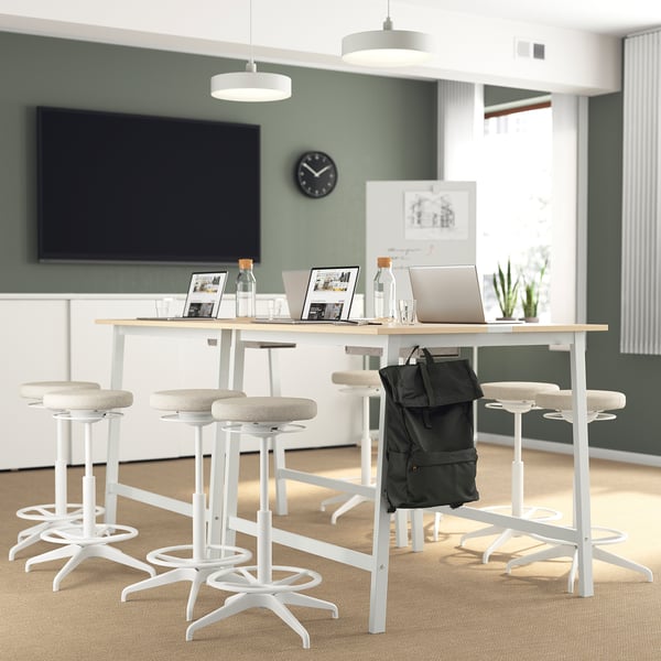MITTZON Conference table, birch veneer/white, 47 1/4x42 1/2x41 3/8 "