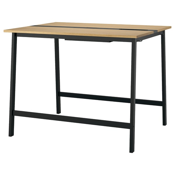 MITTZON Conference table, oak veneer/black, 55 1/8x42 1/2x41 3/8 "
