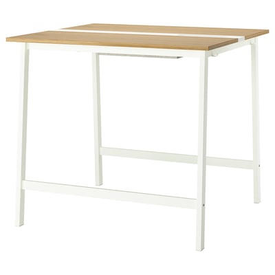 MITTZON Conference table, oak veneer/white, 47 1/4x42 1/2x41 3/8 "