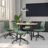 MITTZON Conference table, round birch veneer/black, 47 1/4x29 1/2 "