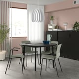 MITTZON Conference table, round black stained ash veneer/black, 47 1/4x29 1/2 "
