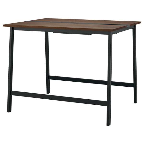 MITTZON Conference table, walnut veneer/black, 55 1/8x42 1/2x41 3/8 "