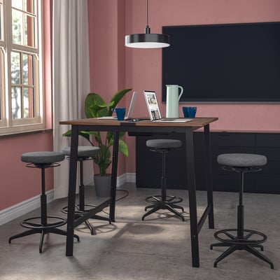 MITTZON Conference table, walnut veneer/black, 55 1/8x42 1/2x41 3/8 "