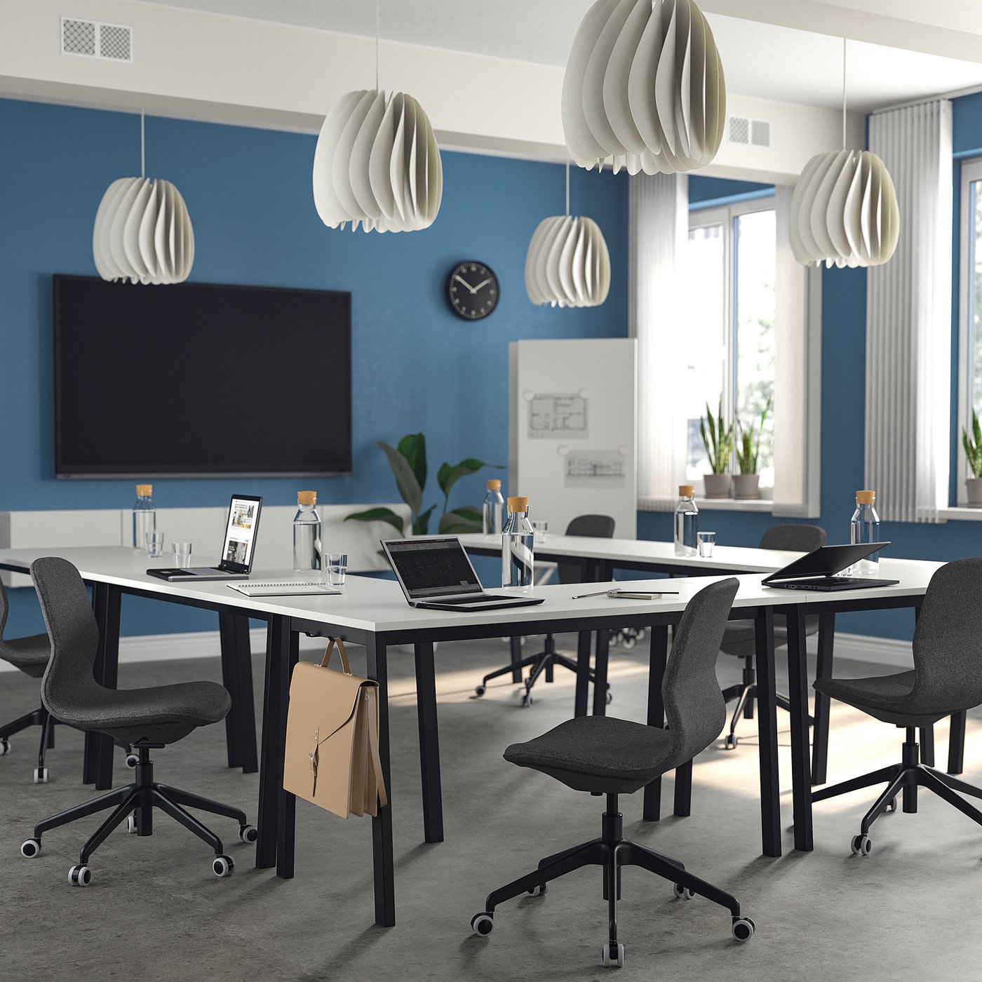 MITTZON conference table, white/black, 140x68x75 cm (551/8x263