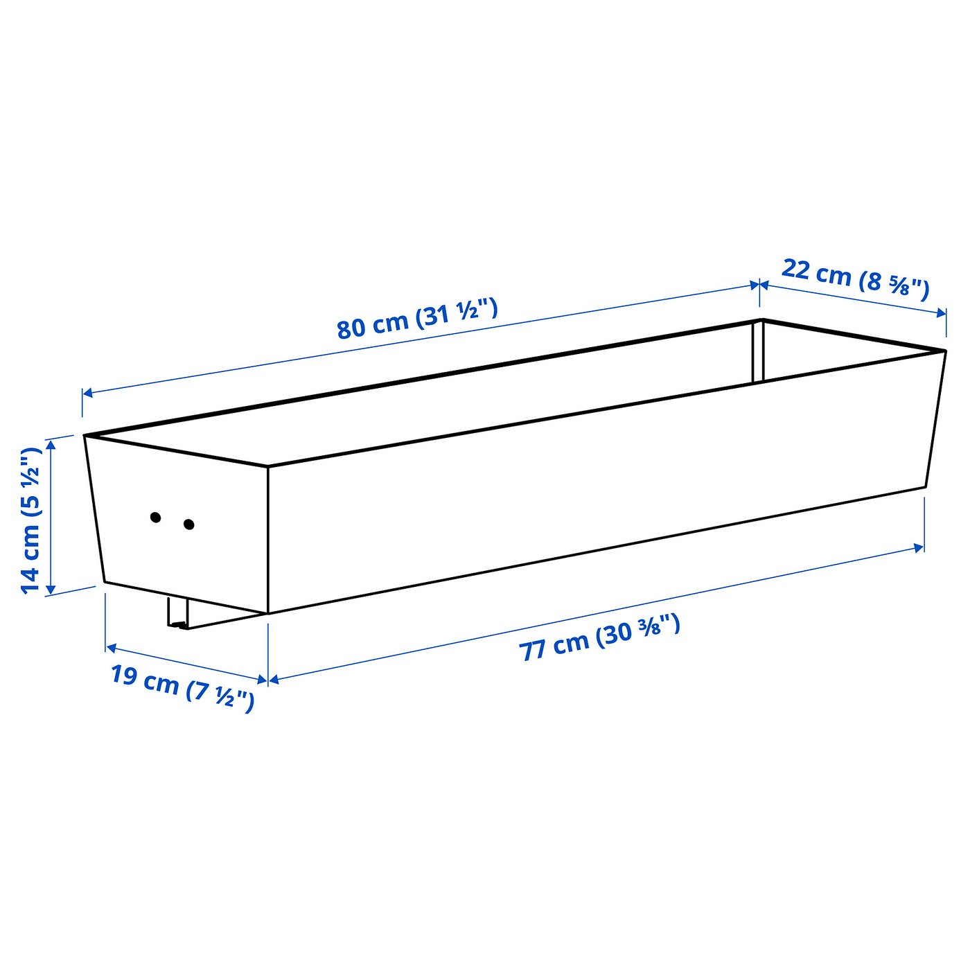 MITTZON container f frame w casters, white, 80x14 cm (311/2x51/2