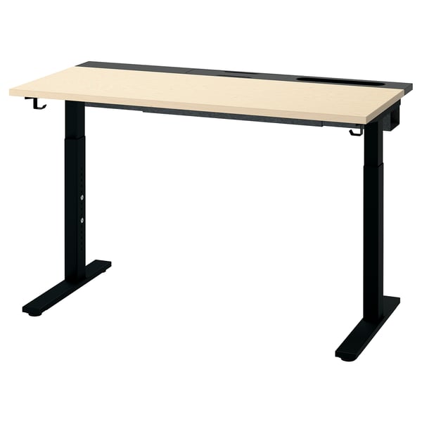 MITTZON Desk, birch veneer/black, 47 1/4x23 5/8 "