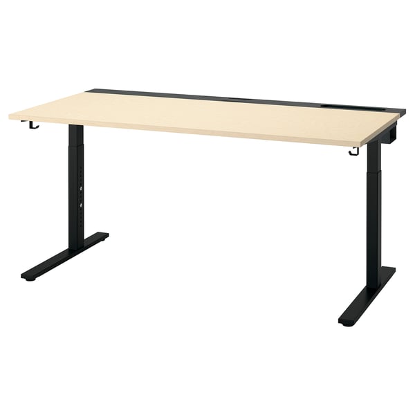 MITTZON Desk, birch veneer/black, 63x31 1/2 "