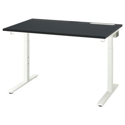 MITTZON Desk, black stained ash veneer/black white, 47 1/4x31 1/2 "