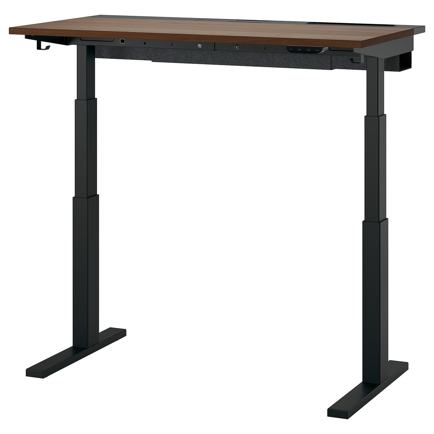 MITTZON Desk sit/stand - electric walnut veneer/black 120x60 cm (47 1/4x23 5/8 ")
