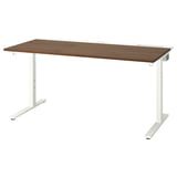 MITTZON Desk, walnut veneer white, 63x31 1/2 "