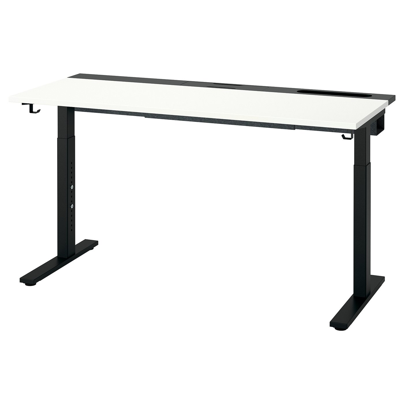 MITTZON desk, white/black, 140x60 cm (551/8x235/8